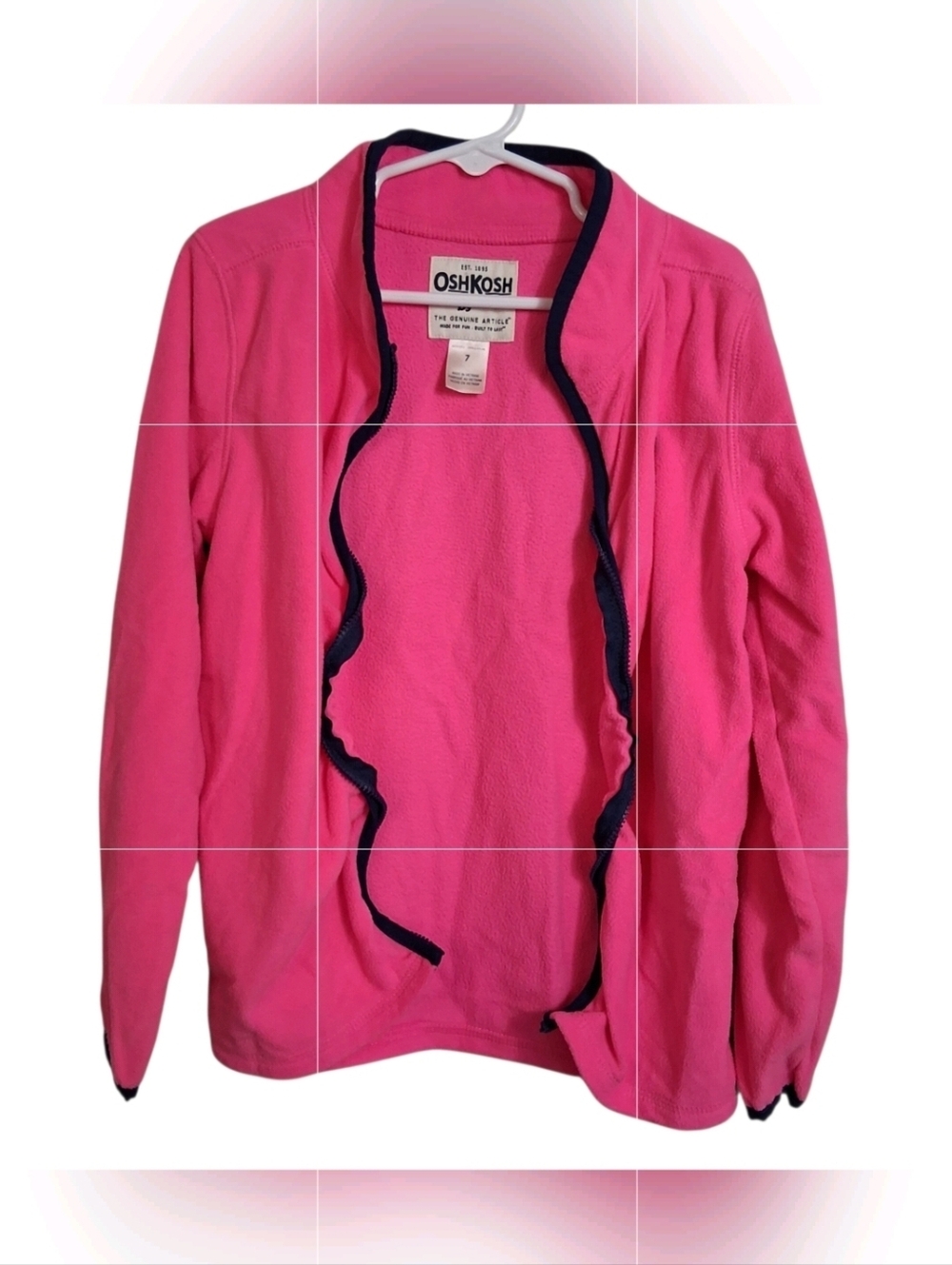 OshKosh | Neon Pink | Cozy Fleece Cardigan Open Front - Girls Size 7